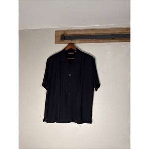 Cubavera Button Down Short Sleeve Shirt Men's Black Size Large